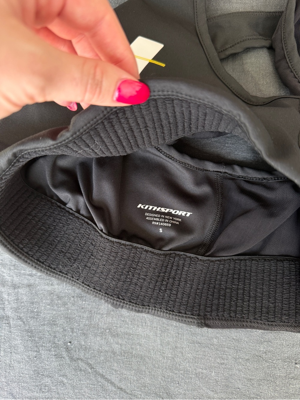 Kith Black Racerback Sports Bra with White Logo - Picture 2 of 3